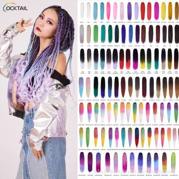 over 100 colors multi color pre stretched hair, pre washed ombre braiding hair custom packaging